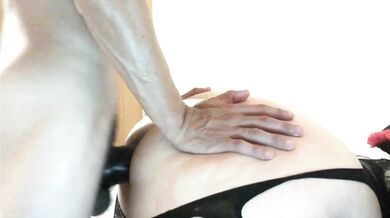 doggy fuck with a black dick extension