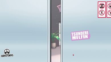 TSUNDERE MILFIN [HENTAI game] lifted her skirt and showed her pussy