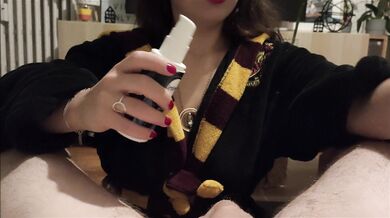 My Hermione jerks me off in Gryffindor outfit