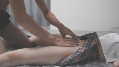 A school girl at the end of the school swells while wearing uniforms