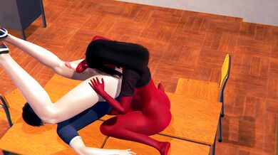 Meru succubus rimming and handjob on the desk