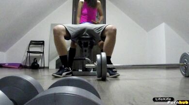 Sex fitness trainer. Sex in the fitness room