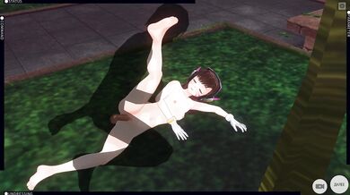 3D HENTAI DVA from Overwatch fucking in the garden