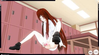3D HENTAI Kurisu Makise masturbates with a vibrator (Steins Gate)