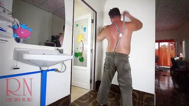 Plumber striptease. The housewife called a plumber and had an orgasm. The housewife called a plumbe