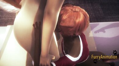 Furry Hentai - 2 Dogs blowjob and cum in her mouth