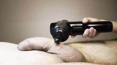 Wellness with the massage gun for my uncircumcised flaccid cock - Luce Avery