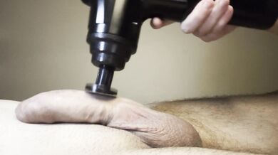 Wellness with the massage gun for my uncircumcised flaccid cock - Luce Avery