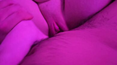 Horny young pussy fingered wet and made to moan with cum on her body