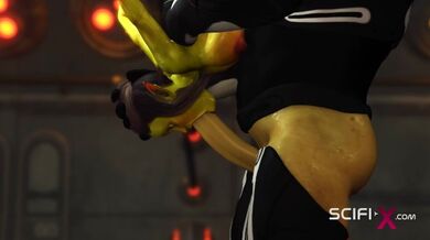 Crazy anal alien sex with a huge cock in the spacecraft