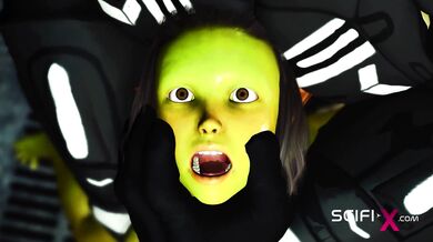 Crazy anal alien sex with a huge cock in the spacecraft