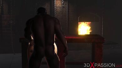 Sexy ball gagged blonde has anal sex with BBC in the basement