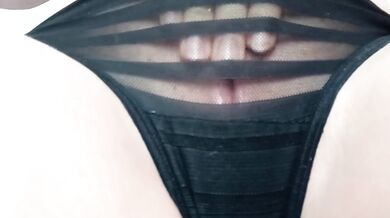 Without her wet panties she opens her pussy