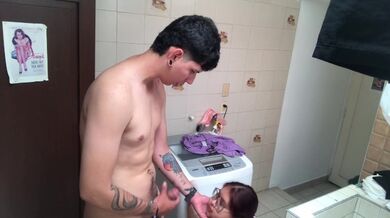 I fuck my girlfriend's pussy on all fours in the kitchen.