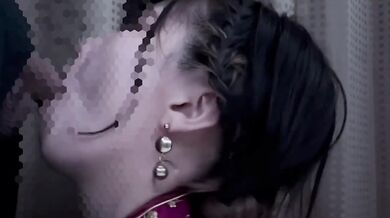 Female college student put on a Chinese dress and have a blowjob and cum in mouth