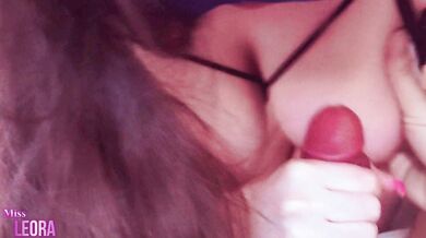 POV Busty Stepsis Blowjob ???? منشی حشری یجور کیرمو میخوره آبم میپاشه رو ممه های گندش