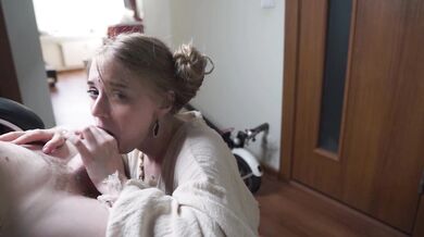 The girl greedily sucks the guy's big dick and gets a liter of cum on her face - TenoriTaiga