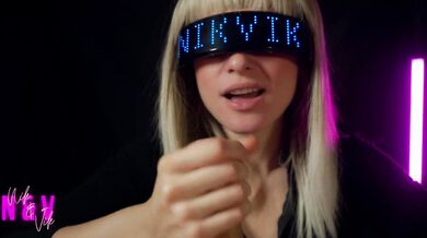 Сyberpunk girl greedily sucks all the cum out of her fan