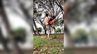 caught on slackline, real horny in public - Aquagemi