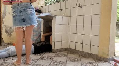 Married hotwife pays plumber by riding dick while husband works