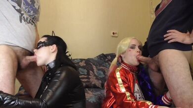 Harley Quinn vs Catwoman Oral Orgy