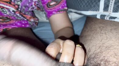 Expert Indian Wife Loves Cock Sucking, Passionate Handjob and Enjoys Ball Grabbing