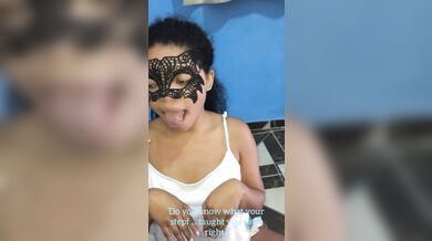 Submissive stepdaughter playing like a puppy and drinking her own and her owner's piss (urine)