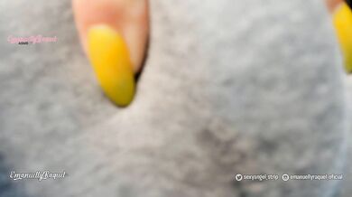 Sexy brunette having an amazing orgasm with her vibrator and squirting in her soaked yoga pants