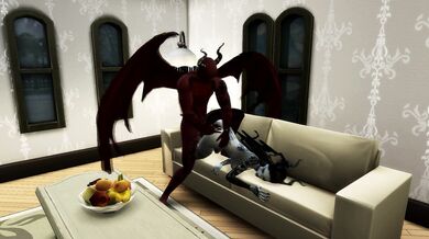 Queen of Pain SUCKS SATAN'S COCK AND GETS A CREAMPIE IN MOUTH